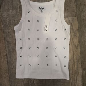 MIA White Studded Tank Top